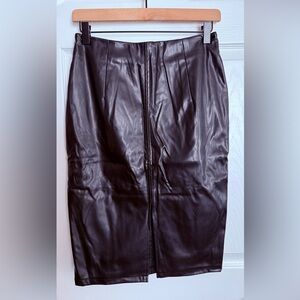 Ramisu Elegant Black Faux Leather Skirt